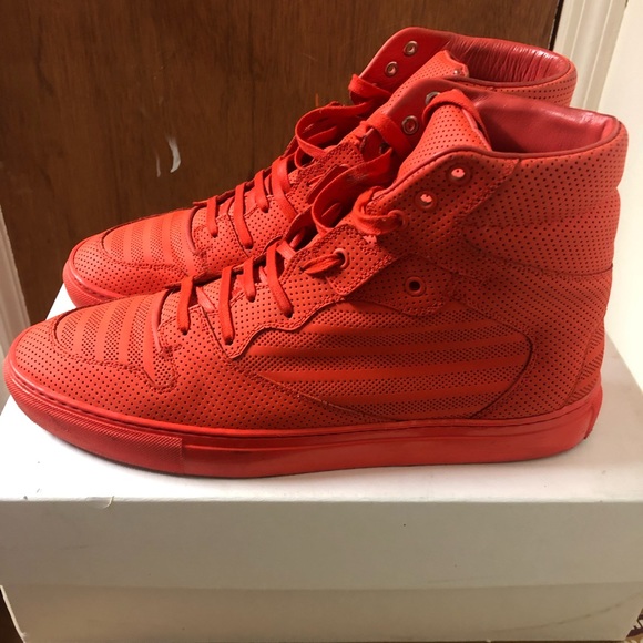 Balenciaga Perforated Leather Blood Orange Sneaker - Picture 3 of 8